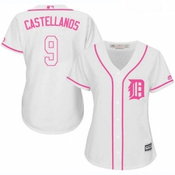 Womens Majestic Detroit Tigers 9 Nick Castellanos Replica White Fashion Cool Base MLB Jersey