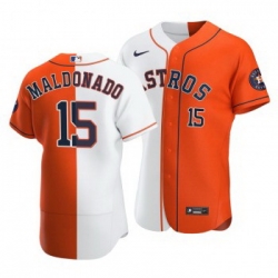 Men Houston Astros 15 Martin Maldonado Split White Orange Two Tone Jersey