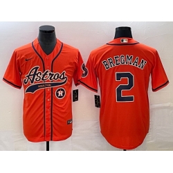 Men Houston Astros 2 Alex Bregman Orange With Patch Cool Base Stitched Baseball Jersey 4