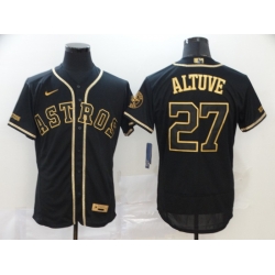 Men Houston Astros 27 Jose Altuve 2020 Black Golden Flex Base Stitched MLB Jersey