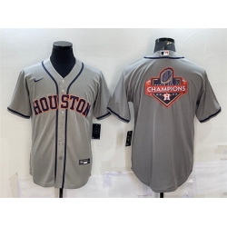 Men Houston Astros Grey 2022 World Series Champions Team Big Logo Cool Base Stitched Jersey