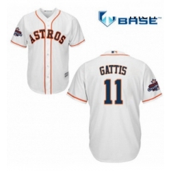 Mens Majestic Houston Astros 11 Evan Gattis Replica White Home 2017 World Series Champions Cool Base MLB Jersey
