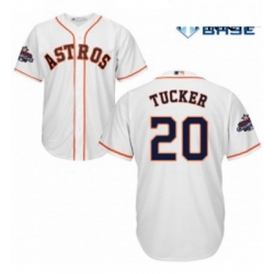 Mens Majestic Houston Astros 20 Preston Tucker Replica White Home 2017 World Series Champions Cool Base MLB Jersey