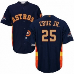 Mens Majestic Houston Astros 25 Jose Cruz Jr Replica Navy Blue Alternate 2018 Gold Program Cool Base MLB Jersey