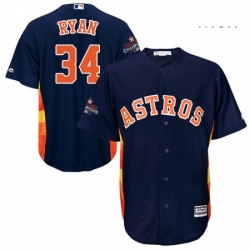 Mens Majestic Houston Astros 34 Nolan Ryan Replica Navy Blue Alternate 2017 World Series Champions Cool Base MLB Jersey