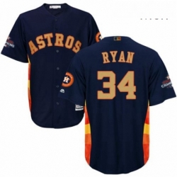 Mens Majestic Houston Astros 34 Nolan Ryan Replica Navy Blue Alternate 2018 Gold Program Cool Base MLB Jersey