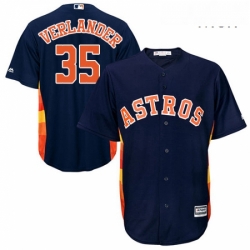 Mens Majestic Houston Astros 35 Justin Verlander Replica Navy Blue Alternate Cool Base MLB Jersey 