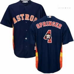 Mens Majestic Houston Astros 4 George Springer Authentic Navy Blue Team Logo Fashion Cool Base MLB Jersey