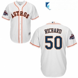 Mens Majestic Houston Astros 50 JR Richard Replica White Home 2017 World Series Champions Cool Base MLB Jersey