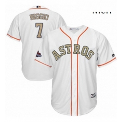 Mens Majestic Houston Astros 7 Craig Biggio Replica White 2018 Gold Program Cool Base MLB Jersey