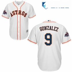 Mens Majestic Houston Astros 9 Marwin Gonzalez Replica White Home 2017 World Series Champions Cool Base MLB Jersey 