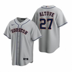 Mens Nike Houston Astros 27 Jose Altuve Gray Road Stitched Baseball Jerse