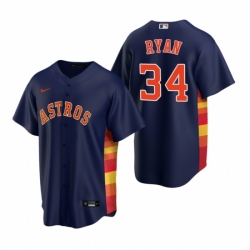 Mens Nike Houston Astros 34 Nolan Ryan Navy Alternate Stitched Baseball Jerse