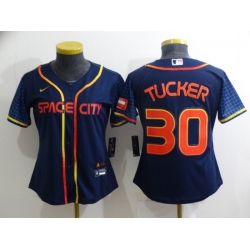 Women Houston Astros 30 Kyle Tucker 2022 Navy City Connect Stitched Jersey