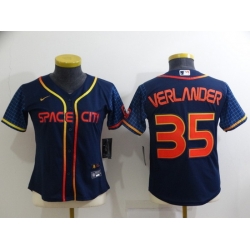 Women Houston Astros 35 Justin Verlander 2022 Navy City Connect Stitched Jersey