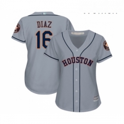 Womens Houston Astros 16 Aledmys Diaz Authentic Grey Road Cool Base Baseball Jersey 