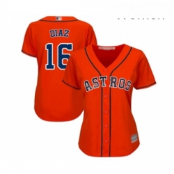 Womens Houston Astros 16 Aledmys Diaz Authentic Orange Alternate Cool Base Baseball Jersey 