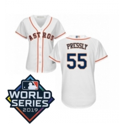 Womens Houston Astros 55 Ryan Pressly White Home Cool Base Baseball jersey