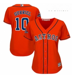 Womens Majestic Houston Astros 10 Yuli Gurriel Authentic Orange Alternate 2017 World Series Champions Cool Base MLB Jersey 