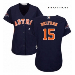 Womens Majestic Houston Astros 15 Carlos Beltran Authentic Navy Blue Alternate 2017 World Series Champions Cool Base MLB Jersey