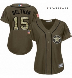 Womens Majestic Houston Astros 15 Carlos Beltran Replica Green Salute to Service MLB Jersey