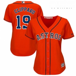 Womens Majestic Houston Astros 19 Tyler Clippard Replica Orange Alternate Cool Base MLB Jersey 