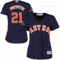 Womens Majestic Houston Astros 21 Andy Pettitte Authentic Navy Blue Alternate 2017 World Series Champions Cool Base MLB Jersey