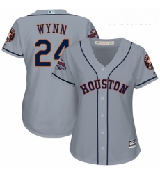 Womens Majestic Houston Astros 24 Jimmy Wynn Replica Grey Road 2017 World Series Champions Cool Base MLB Jersey 