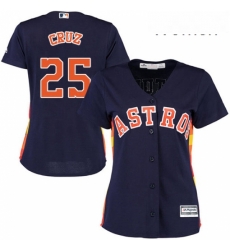 Womens Majestic Houston Astros 25 Jose Cruz Authentic Navy Blue Alternate Cool Base MLB Jersey