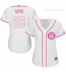 Womens Majestic Houston Astros 26 Anthony Gose Replica White Fashion Cool Base MLB Jersey 