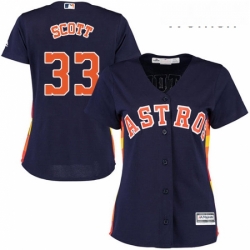 Womens Majestic Houston Astros 33 Mike Scott Replica Navy Blue Alternate Cool Base MLB Jersey