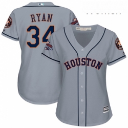 Womens Majestic Houston Astros 34 Nolan Ryan Authentic Grey Road 2017 World Series Champions Cool Base MLB Jersey