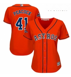 Womens Majestic Houston Astros 41 Brad Peacock Replica Orange Alternate 2017 World Series Champions Cool Base MLB Jersey 