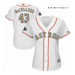 Womens Majestic Houston Astros 43 Lance McCullers Authentic White 2018 Gold Program Cool Base MLB Jersey