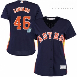 Womens Majestic Houston Astros 46 Francisco Liriano Authentic Navy Blue Alternate Cool Base MLB Jersey 