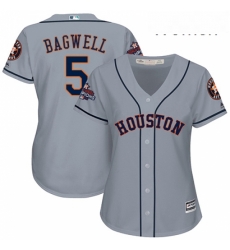 Womens Majestic Houston Astros 5 Jeff Bagwell Authentic Grey Road 2017 World Series Champions Cool Base MLB Jersey