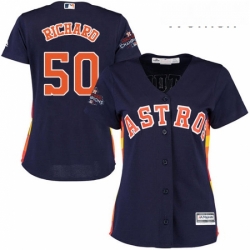 Womens Majestic Houston Astros 50 JR Richard Replica Navy Blue Alternate 2017 World Series Champions Cool Base MLB Jersey