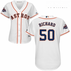 Womens Majestic Houston Astros 50 JR Richard Replica White Home 2017 World Series Champions Cool Base MLB Jersey