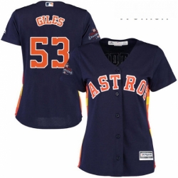 Womens Majestic Houston Astros 53 Ken Giles Replica Navy Blue Alternate 2017 World Series Champions Cool Base MLB Jersey 