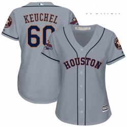 Womens Majestic Houston Astros 60 Dallas Keuchel Authentic Grey Road 2017 World Series Champions Cool Base MLB Jersey