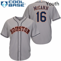 Youth Majestic Houston Astros 16 Brian McCann Authentic Grey Road Cool Base MLB Jersey