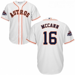 Youth Majestic Houston Astros 16 Brian McCann Replica White Home 2017 World Series Champions Cool Base MLB Jersey