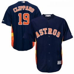 Youth Majestic Houston Astros 19 Tyler Clippard Replica Navy Blue Alternate Cool Base MLB Jersey 