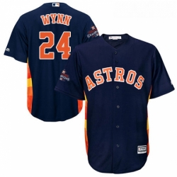 Youth Majestic Houston Astros 24 Jimmy Wynn Authentic Navy Blue Alternate 2017 World Series Champions Cool Base MLB Jersey 