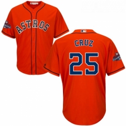 Youth Majestic Houston Astros 25 Jose Cruz Jr Replica Orange Alternate 2017 World Series Champions Cool Base MLB Jersey