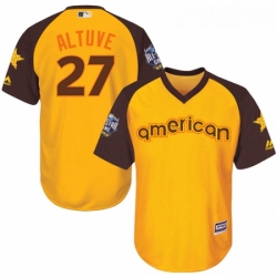 Youth Majestic Houston Astros 27 Jose Altuve Authentic Yellow 2016 All Star American League BP Cool Base MLB Jersey