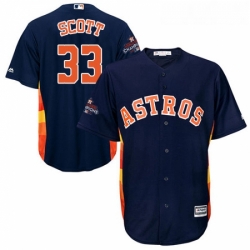 Youth Majestic Houston Astros 33 Mike Scott Replica Navy Blue Alternate 2017 World Series Champions Cool Base MLB Jersey