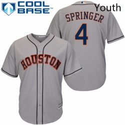 Youth Majestic Houston Astros 4 George Springer Replica Grey Road Cool Base MLB Jersey