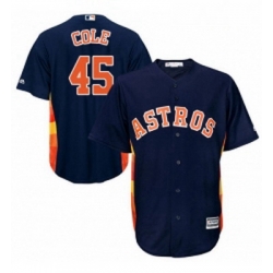 Youth Majestic Houston Astros 45 Gerrit Cole Replica Navy Blue Alternate Cool Base MLB Jersey 