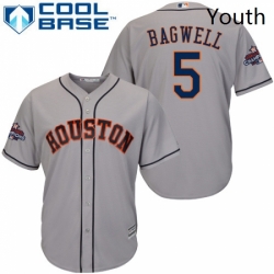 Youth Majestic Houston Astros 5 Jeff Bagwell Authentic Grey Road 2017 World Series Champions Cool Base MLB Jersey